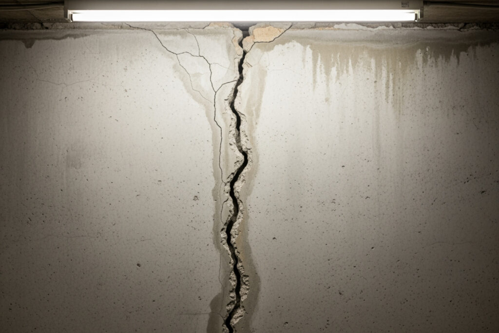 Sealing basement wall cracks