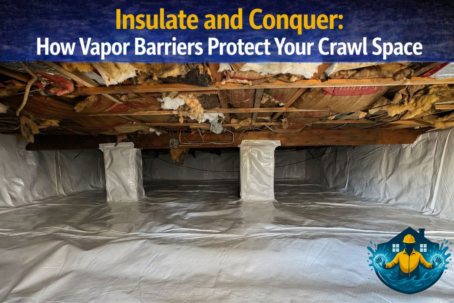 Vapor barrier installation in a crawl space, providing moisture control and insulation to protect against mold, moisture damage, and energy loss. Learn how vapor barriers improve crawl space health and home efficiency