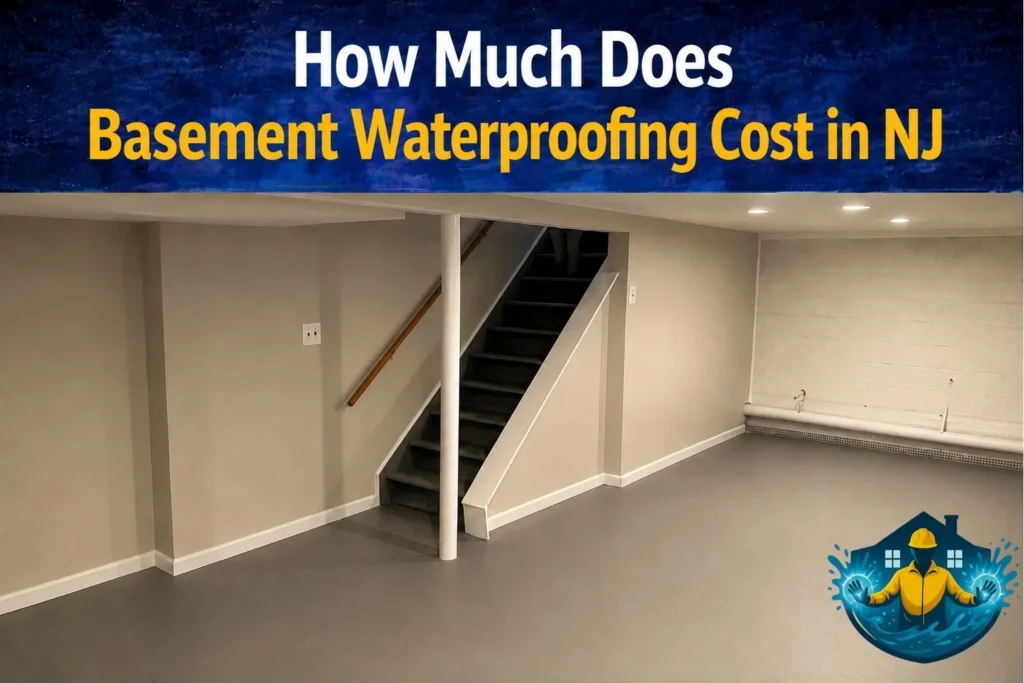 Finished dry basement space after NJ waterproofing and remodeling.