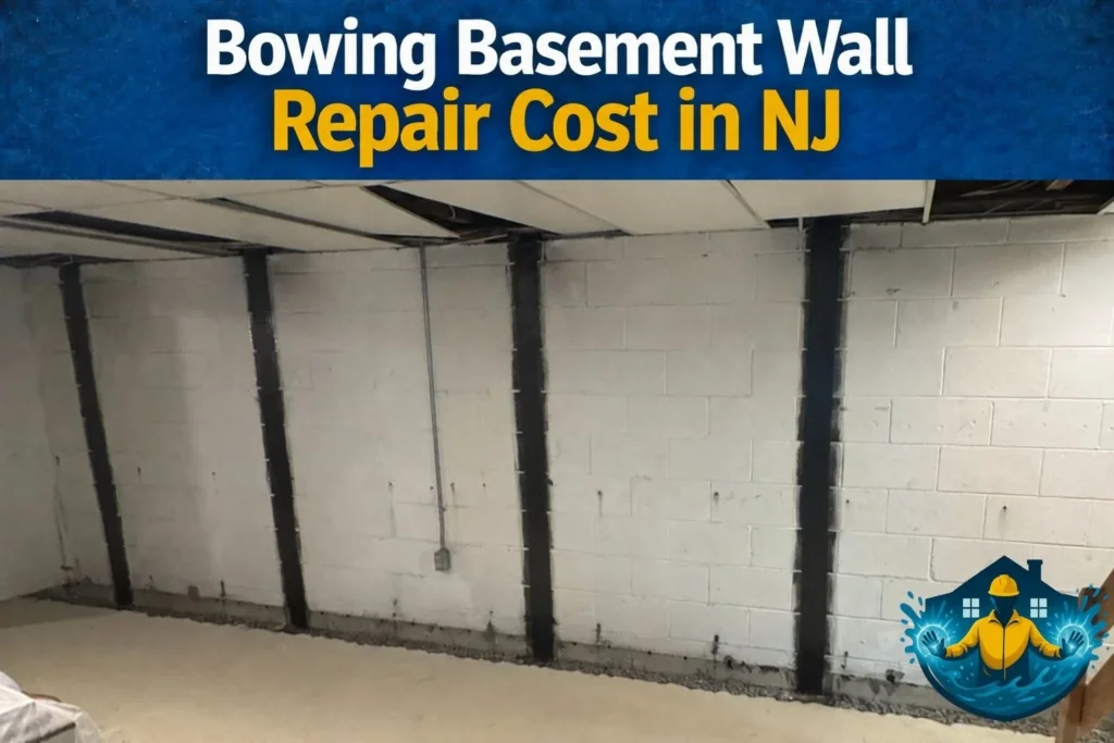 Bowing basement wall repair cost in NJ: measuring the gap to determine repair method and cost.